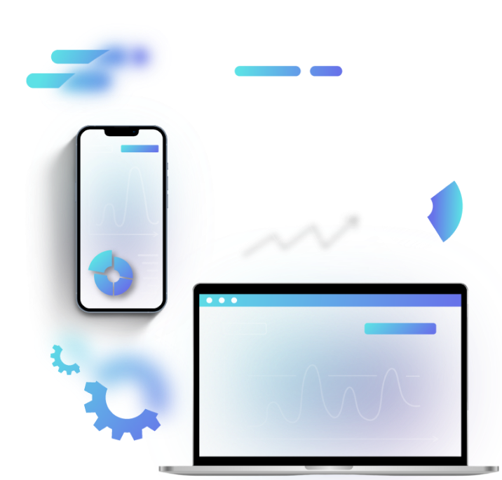 Icono de la plataforma, donde se ve un computador y un celular con gráficas y datos